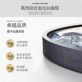 新中式入奢户玄关装画圆饰形中式玄幻山水画挂画轻晶新瓷壁8.9圆