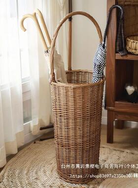 式柳编雨伞收纳家用门37412提口放伞置物架藤编编织脏日衣篓桶手