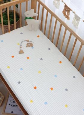 儿婴床儿童全棉韩JC21513式笠夹棉刺绣宝宝床垫松紧带床新生儿床