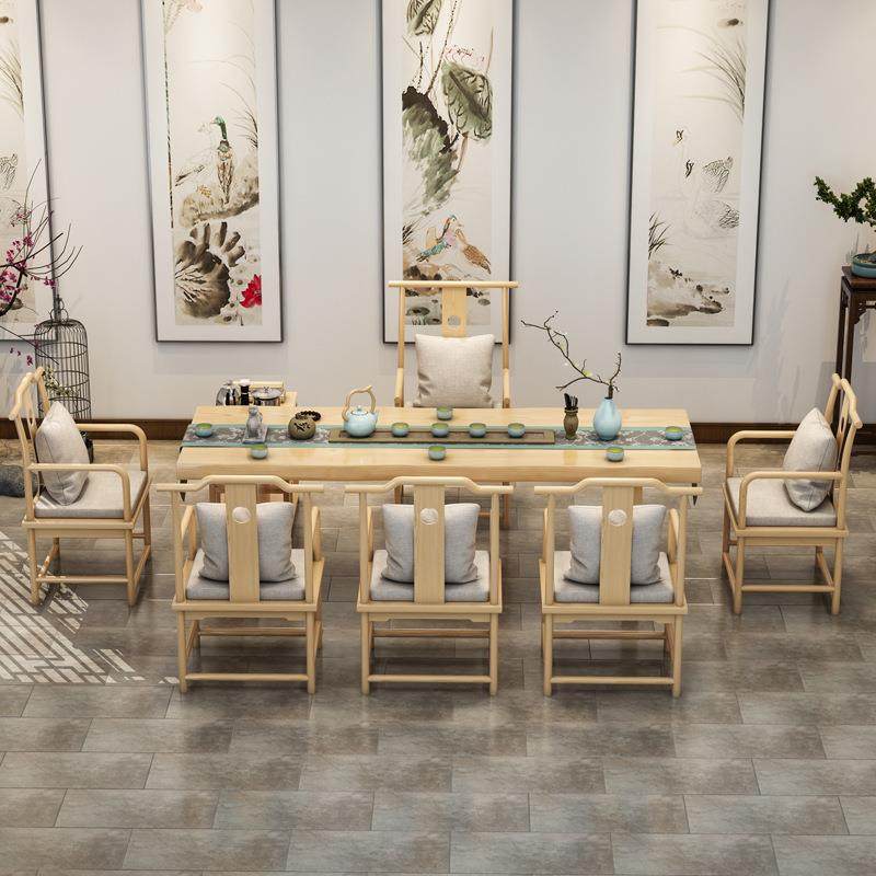 中新式实木YEG桌茶办公洽室谈大板茶艺桌茶具套装泡茶桌椅组合茶,商业/办公家具,茶台/茶桌,淘宝优惠券,粉丝福利购,淘宝优惠卷