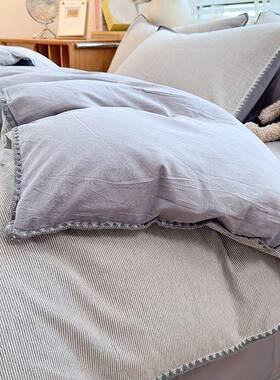 贝被壳KWD纯棉套单件150x00x230春季全2棉简约床单被罩三边四件套