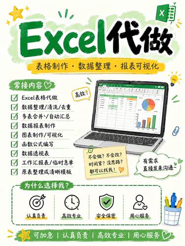excel表格制作代做设计数据分析处理定制vba宏编程函数图表整理