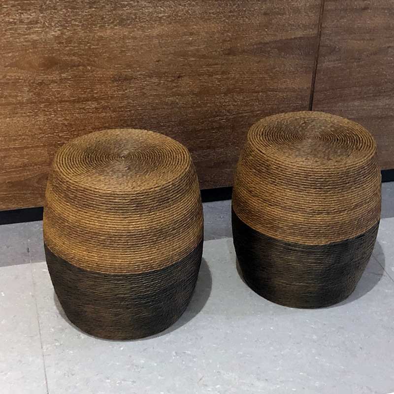 中式凳子换鞋凳矮凳圆凳创意藤编古筝坐墩日式小墩子户外中古鼓J&