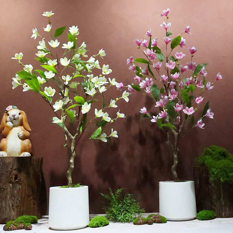 仿真玉兰花树大型假花树绿植物高级仿生假树客厅室内装饰落地摆件