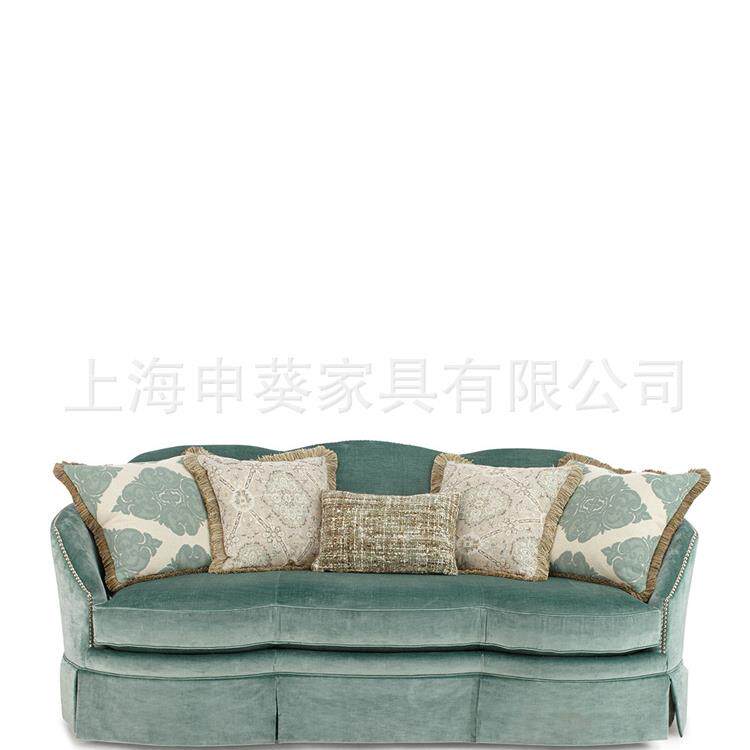 美式乡村轻奢布艺三人沙发欧式别墅样板房小户型客厅软包围裙沙发