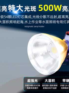12v黄光白光头灯led户外防水LED强光超亮大光圈泛光照明24v外接灯