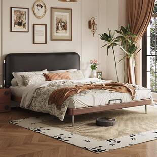 1米8双人床实木床法式复古美式家具白蜡木女生卧室小户型高端软包