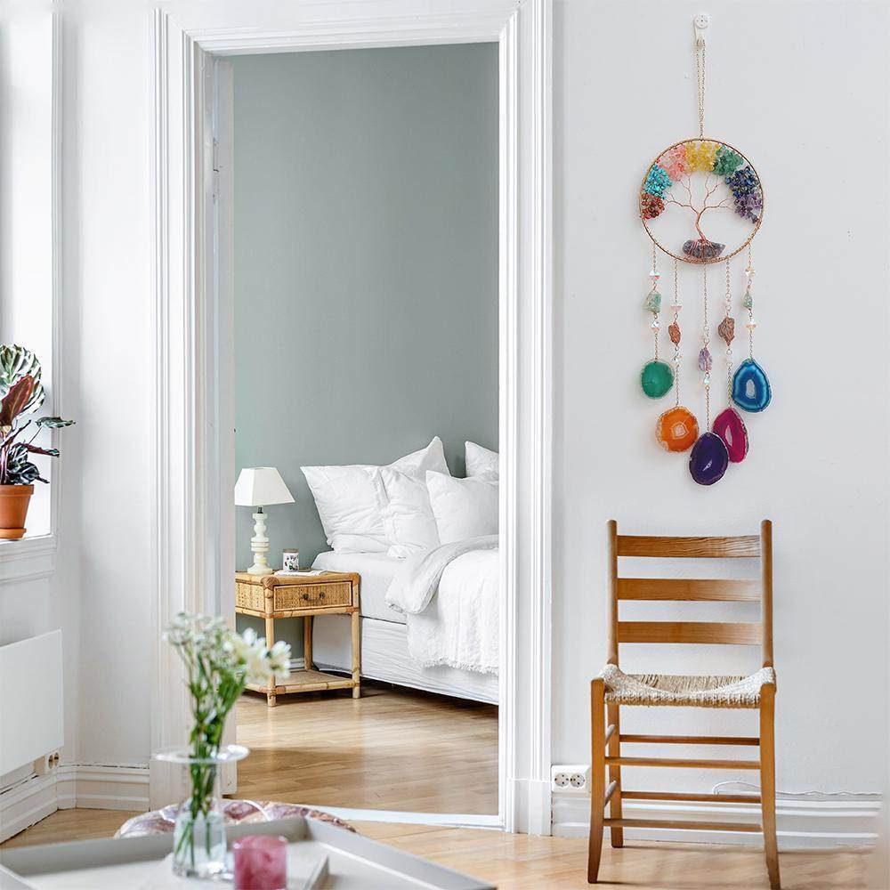 高档水晶碎石彩色玛瑙片生命树捕梦网挂件风铃客厅房间装饰品挂饰,家居饰品,吊饰/挂饰,淘宝优惠券,粉丝福利购,淘宝优惠卷