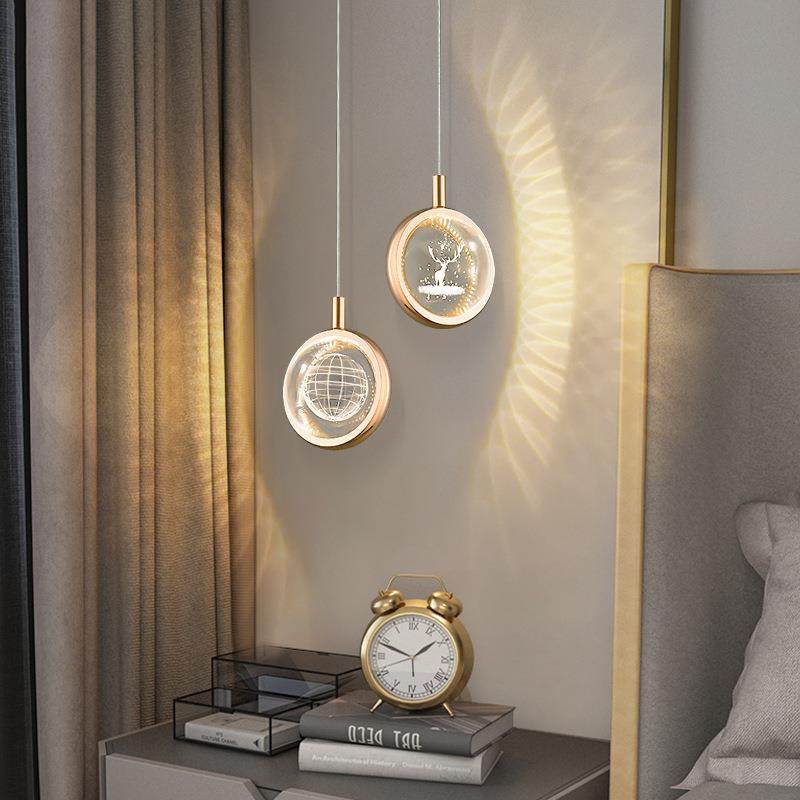 主卧卧室床头吊灯简约现代创意水母水晶艺术造型氛围长线小吊灯具,家装灯饰光源,智能吊灯,淘宝优惠券,粉丝福利购,淘宝优惠卷