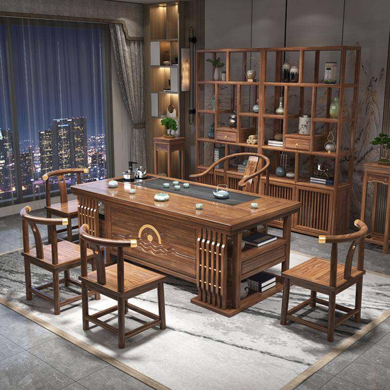 茶桌古典式茶桌实木茶桌椅组合新中式办公室家用茶台