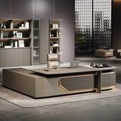 高档老板桌总裁桌经理桌大班台带岩板茶台办公桌办公室家具