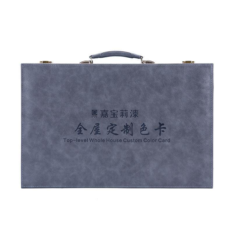 商务鹿皮纹色卡箱定制手提木板样品盒瓷片玻璃色卡展示箱