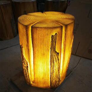 太阳能树GL-E3431脂木桩坪草木灯园林亮化装光饰发木桶墩木凳庭院