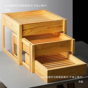 自助餐厅三层可叠thhlzn%j木质面包点心架甜明档架叠品高托搭盘商