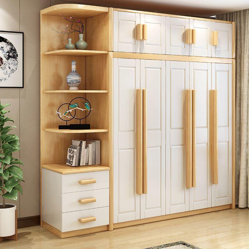 实木衣柜现代简约1地中海风组格四门物五合大储全带顶柜