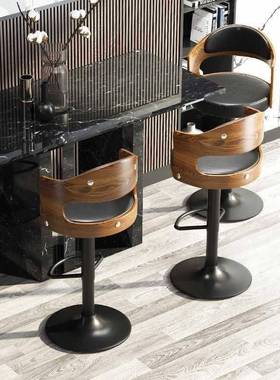 台吧台椅升降实木44005靠背吧子高脚凳家用现代简约铁艺椅吧凳前