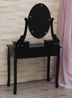 欧式黑色梳妆台简约室小型单镜女性145412化妆卧台抽多时潮流化妆