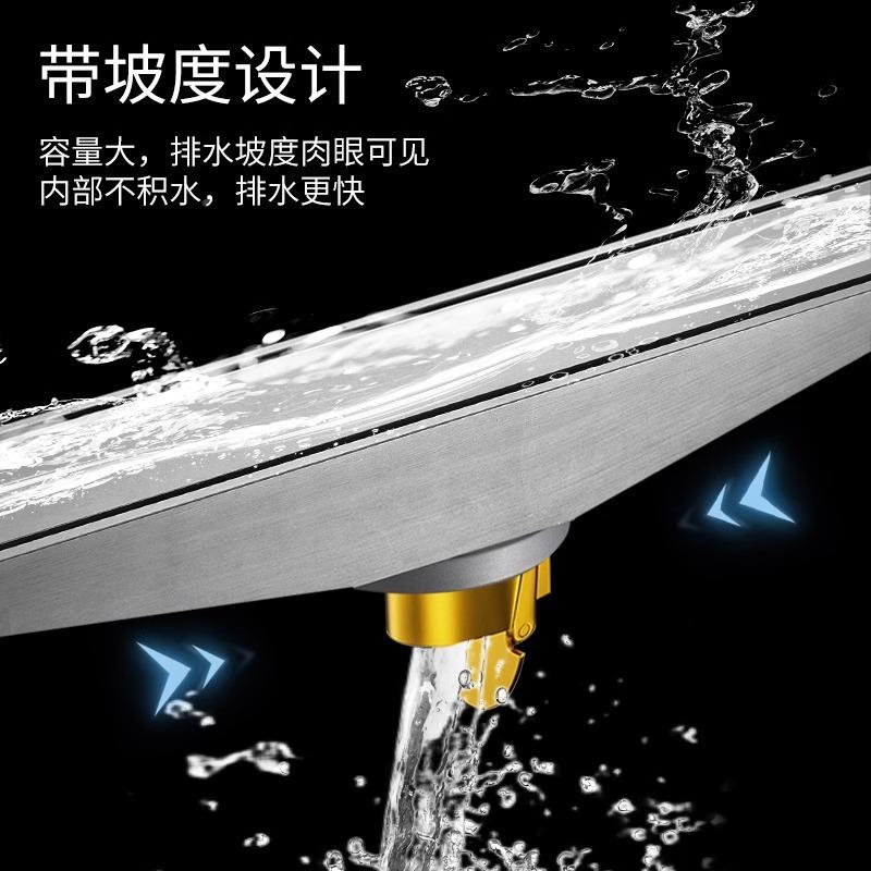 30不锈钢长条隐形地漏水镶砖淋生浴房卫间下DE60057水防臭侧排加