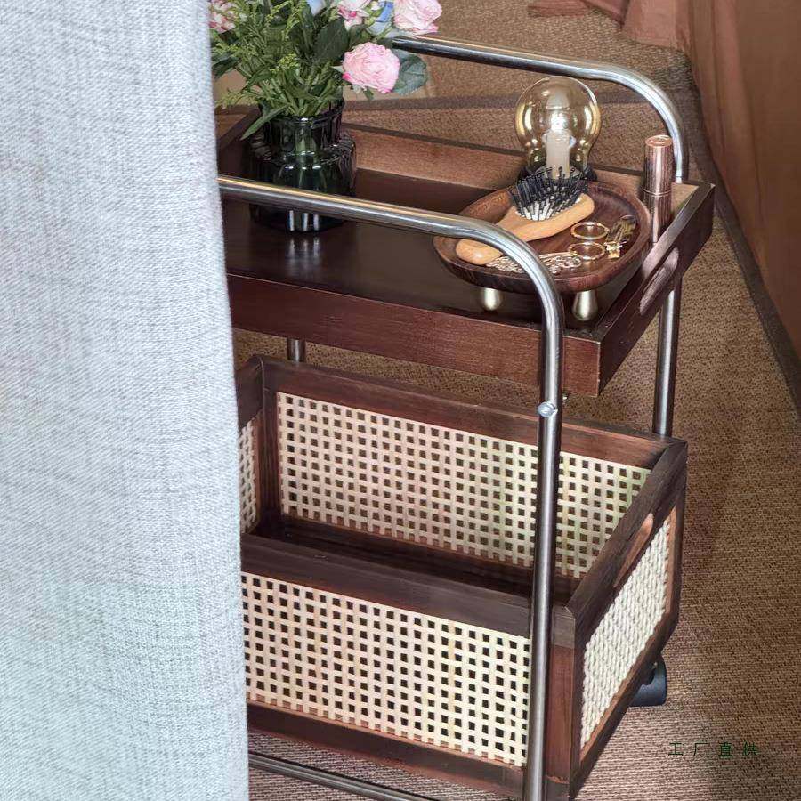 实木纳可移动几收中边古小推车客厅茶985几物置物架藤编复古餐边,基础建材,脚轮/万向轮,淘宝优惠券,粉丝福利购,淘宝优惠卷