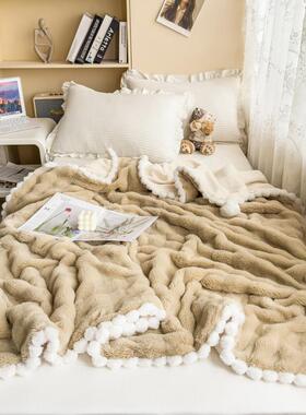 oxs轻奢兔绒毛毯高颜值休闲午睡盖毯网红办公室沙发毯冬季保暖绒