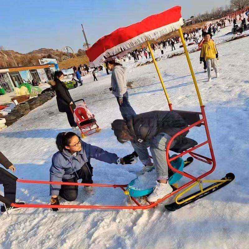 雪地黄包车儿童单人冰车冰上户外运动冰车子爬犁冬季滑冰滑雪车