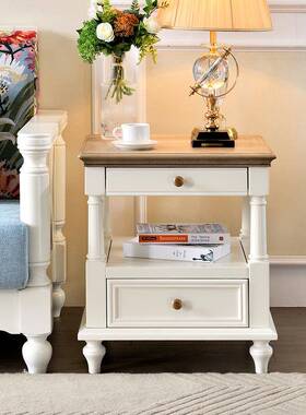 美式白色木全实木边几沙发ISI方几简美5奶油风厅客家具核桃5cm角