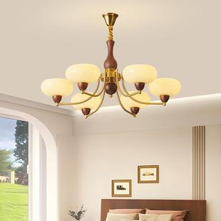 厅吊24灯法式 轻奢创客意灯复古胡桃木色餐厅灯护高眼端中古风大厅