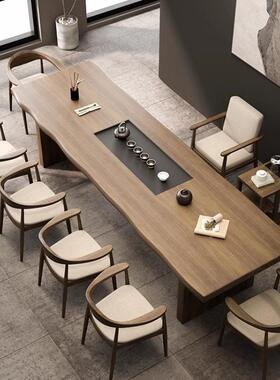 实茶茶盘一泡茶桌椅组合现代体简约ZWA家木用功夫大板茶桌台后现