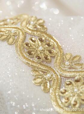 枫丹白露列金水溶UTQ刺绣珠钻带子74mm抱枕沙发线系桌垫旗