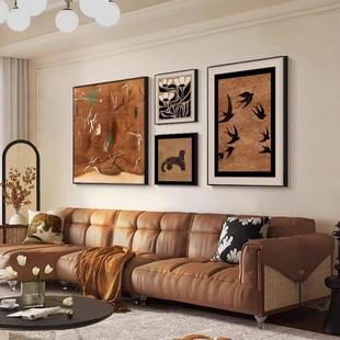 复古卧室 饰画原木法风小鸟106客挂餐厅画美式 式 中古玄关厅墙面装