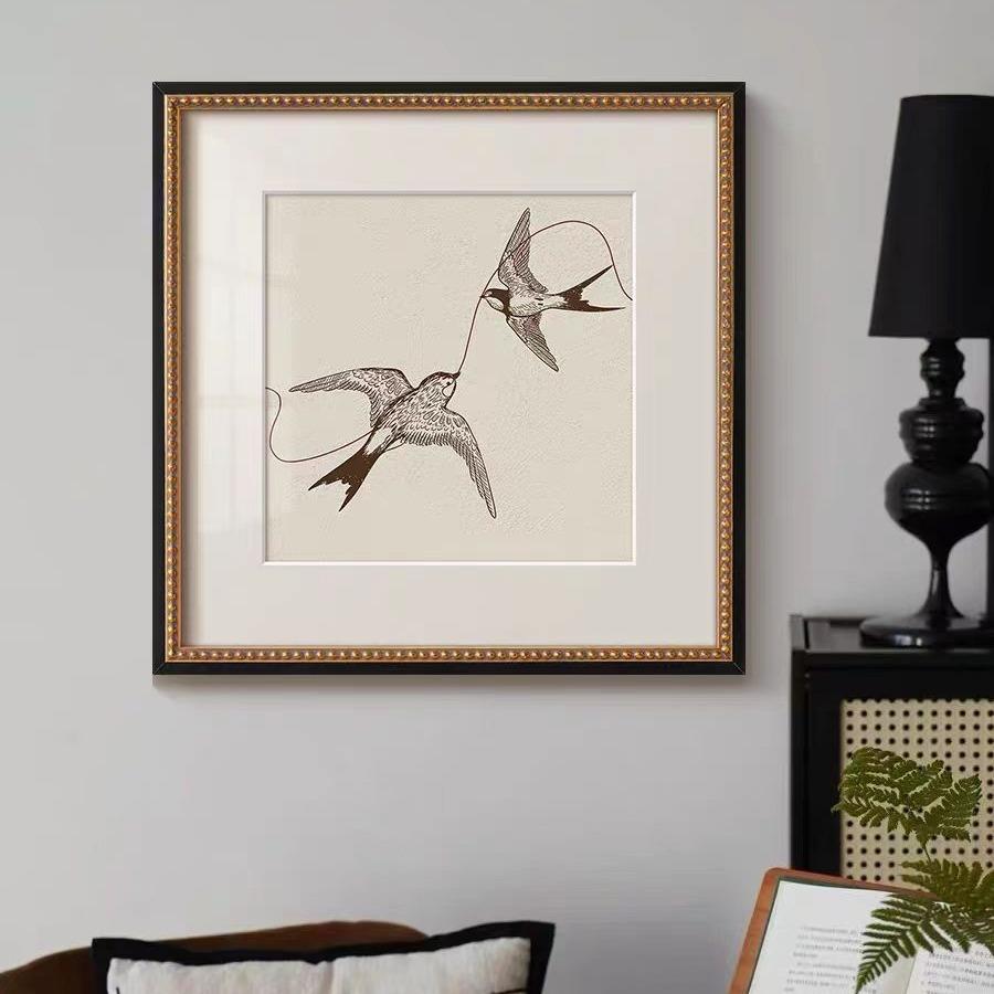 国《双飞燕》法式复古中关风客厅52829装饰画简约新中玄卧室茶室