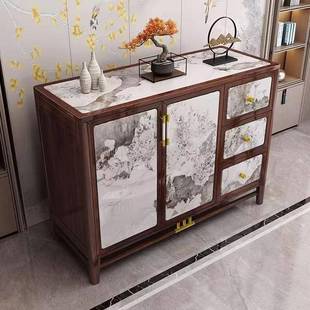 乌厅CBK木新中式 实岩板餐边柜现代简木约客金厅靠墙家用餐酒柜茶