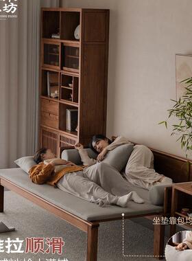 罗汉床新用中式木实木推拉床老CUG榆两客厅小户型中式沙发床