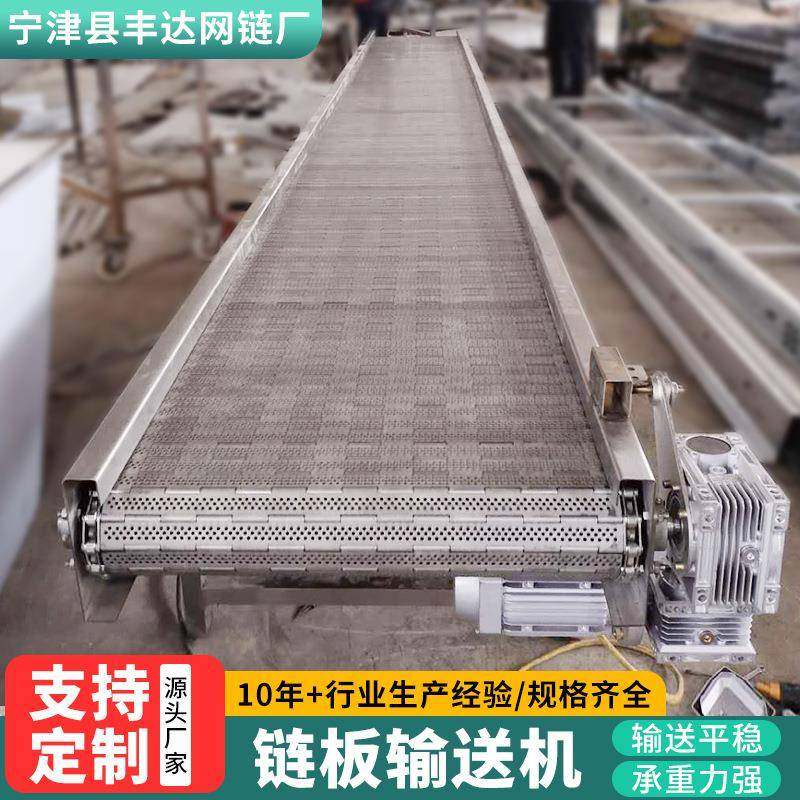 链板输送机玉米土豆清洗机传送带快递分拣机械设备碳钢链板输送机