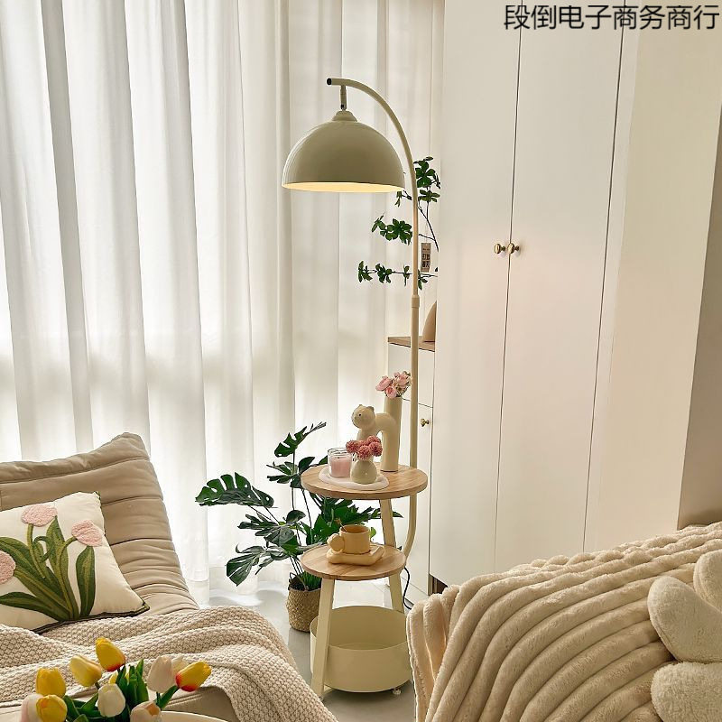 奶油风边几落地灯无线充电