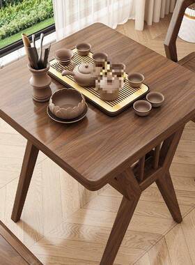 小户型台实木茶地桌组合休闲桌子圆DLI阳桌小茶几茶桌家用坐小小