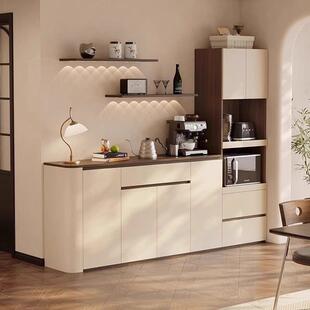 中古风餐边靠墙一体客厅家小户柜用WAJ茶型圆弧高低组合柜储物柜