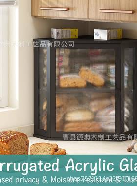 货克竹木面包盒双层面包收箱亚力厨房储物箱现透双开101301门收纳