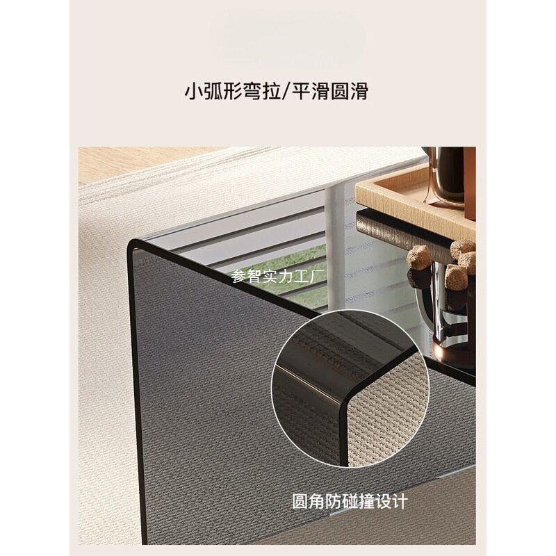 2025新款极简迷你玻璃长方形茶几