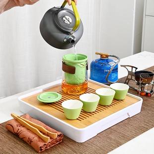 WQJ 外备旅行便携包带日式 1015茶盘 野露营烧水壶装 外烧水套茶具装