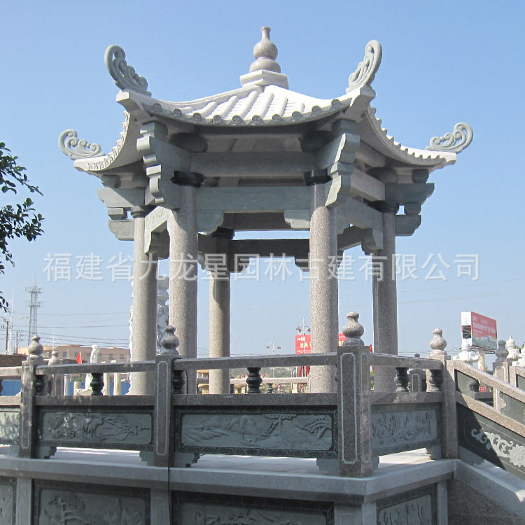 户外庭院六角大理石凉亭