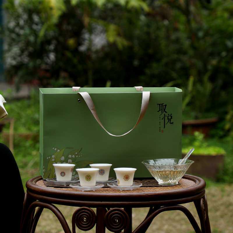 玻璃绿茶碗泡套组白茶龙井花茶果茶茶具泡茶家用玻璃茶杯礼盒装