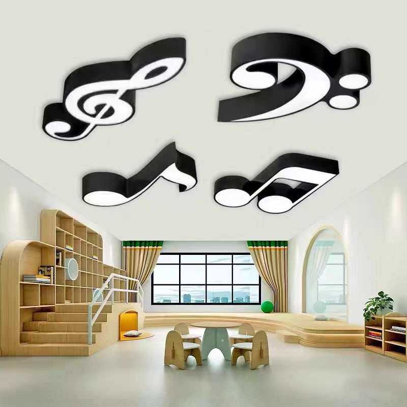 音符吊灯幼儿园小学音乐教室吸顶灯舞蹈室琴行创意白色音乐符号灯