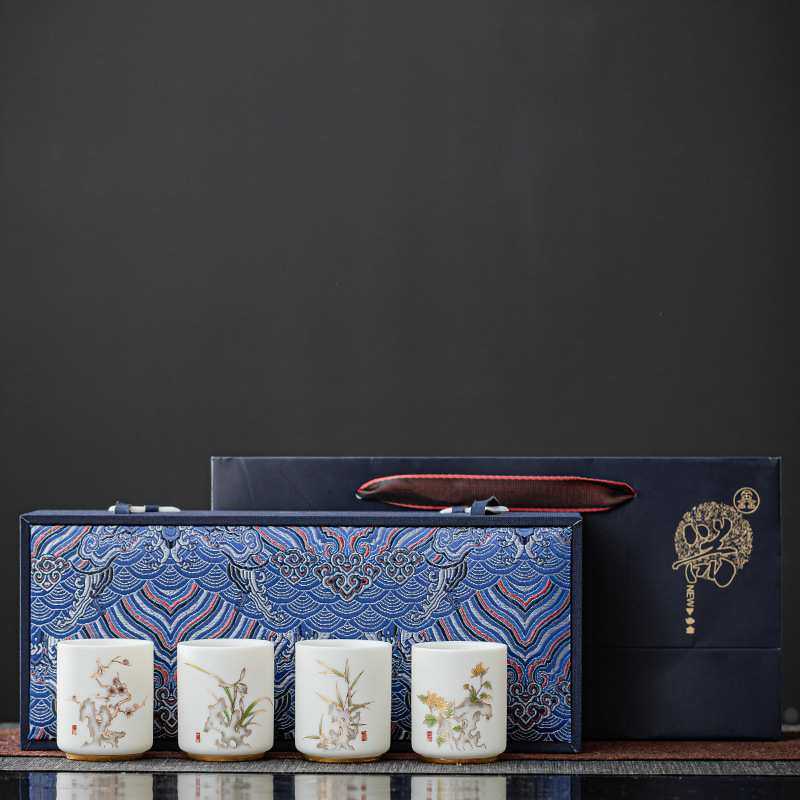 高档四君子羊脂玉白瓷功夫小茶杯高端陶瓷品茗主人杯单杯LOGO,模玩/动漫/周边/娃圈三坑/桌游,模型制作工具/辅料耗材,淘宝优惠券,粉丝福利购,淘宝优惠卷