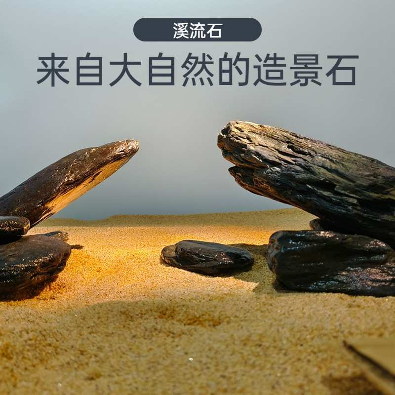 鱼缸造景石原生态页岩片石装饰水草箱水族雷龙乌龟晒台静詹