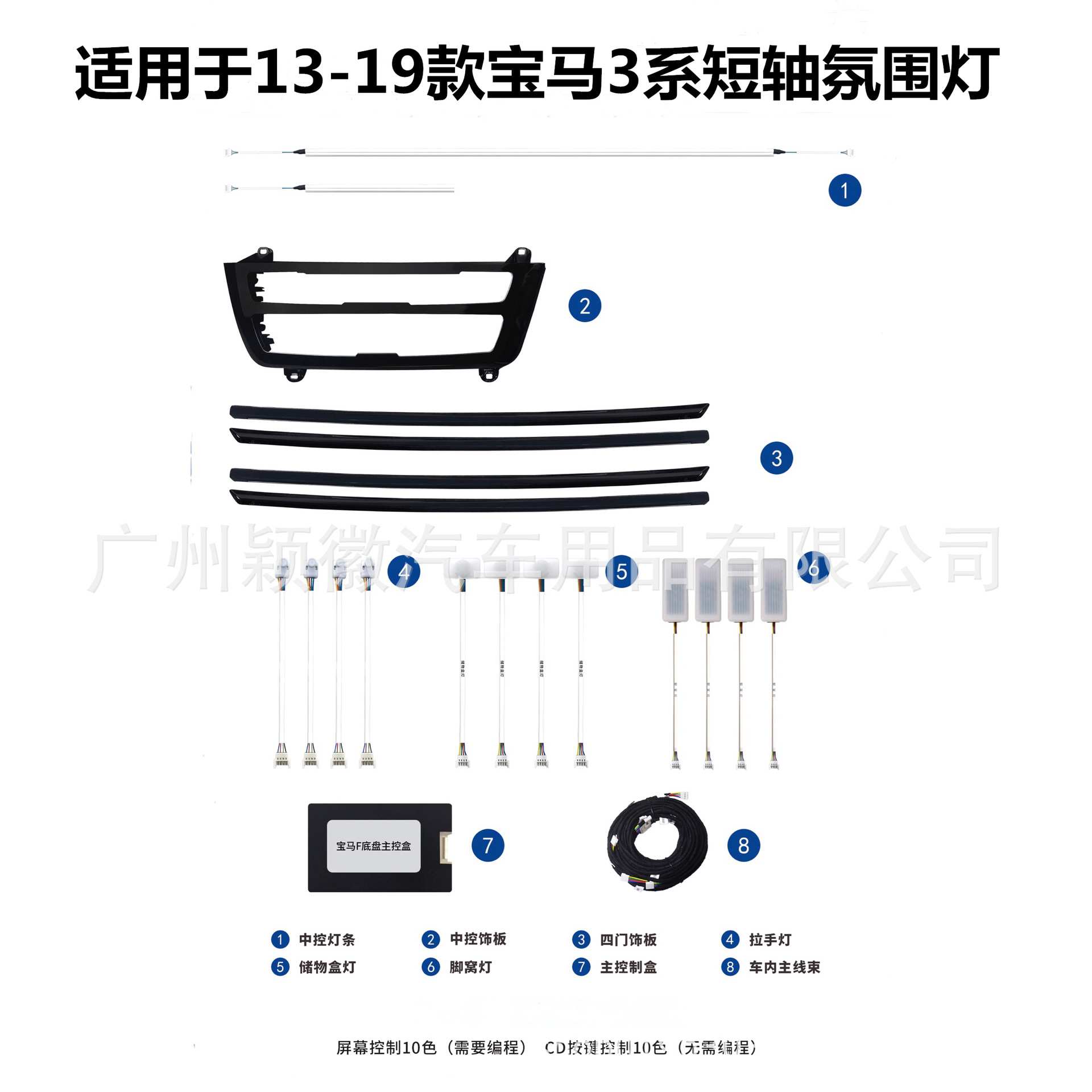 适用于13456789款宝马3系短轴专车用车载内饰气氛围灯64色F305