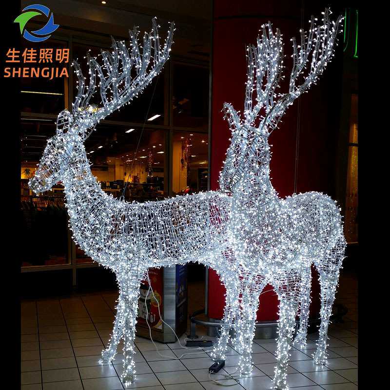 户外灯光3d立体动物造型灯led梅花鹿麋鹿小鹿铁架装饰灯景观灯