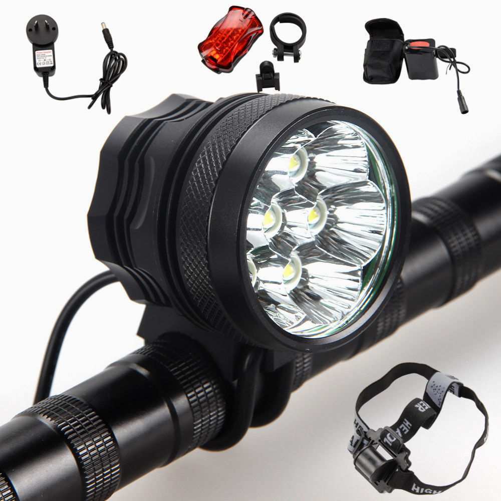 8T6自行车灯LED大功率山地自行车夜骑灯 bike light前灯尾灯套装