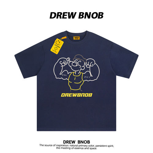 DREWBNOB潮牌大力水手卡通短袖t恤男女美式街头宽松情侣装半袖ins