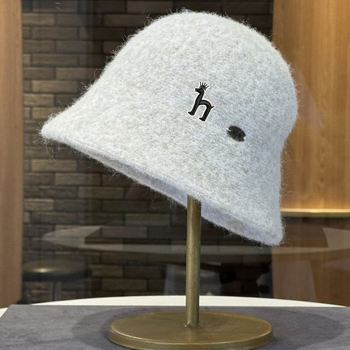 【官网正品】哈吉斯尼森毛绒渔夫帽子女新款冬保暖盆帽大